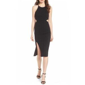 Womens Soprano Navy Midi Dress Cutout S Jr Sleeveless Halter Slit 7532 NWOT